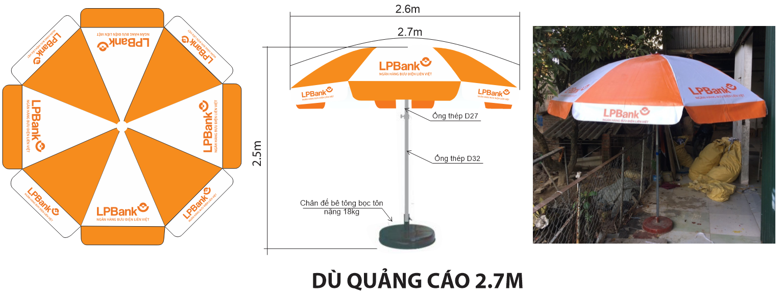 Dù quảng cáo 2.7m 