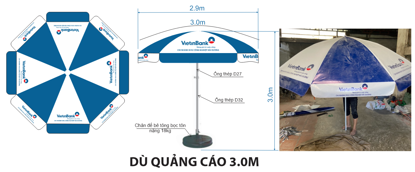 Dù quảng cáo 3.0m 